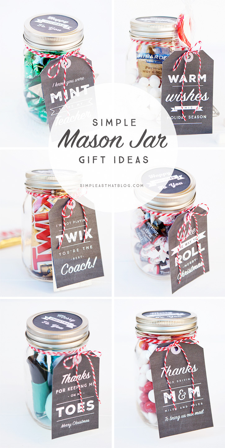 Pinterest DIY Gifts
 Simple Mason Jar Gifts with Printable Tags