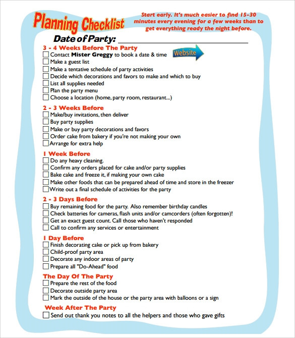 Plan A Birthday Party
 Party Planning Sample 8 Documents In PDF