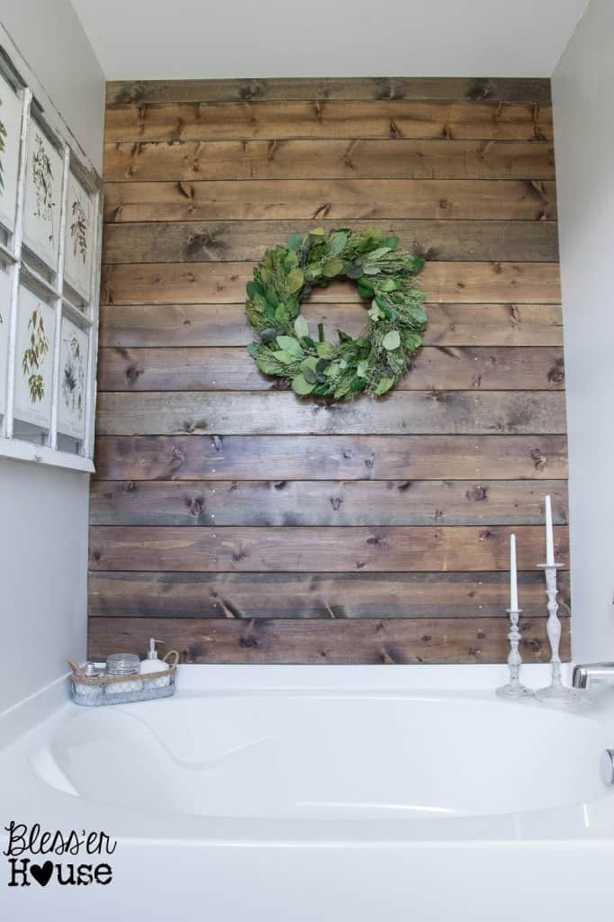 Plank Wall Bathroom
 Talented Tuesday Link Party 13 Tastefully Frugal