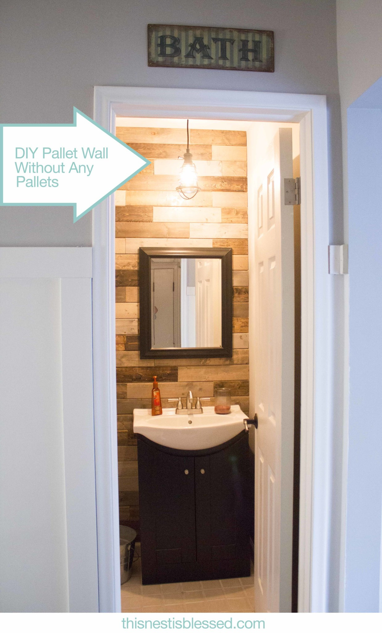 Plank Wall Bathroom
 Weekend Bathroom Makeover For $150