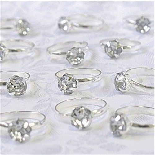 Plastic Diamond Rings
 Silver Engagement Wedding Bridal Shower Bachelorette Party