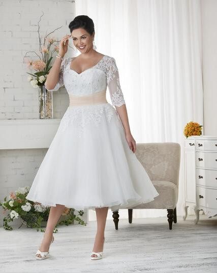 Plus Size Vintage Wedding Gowns
 2019 Short Plus Size Wedding Dresses Custom Made V Neck