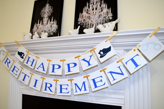 Police Retirement Party Ideas
 Police ficer Retirement Banner Police cap handcuff