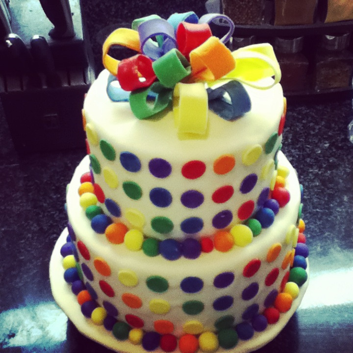 Polka Dot Birthday Cake
 Rainbow Polka Dot Cake