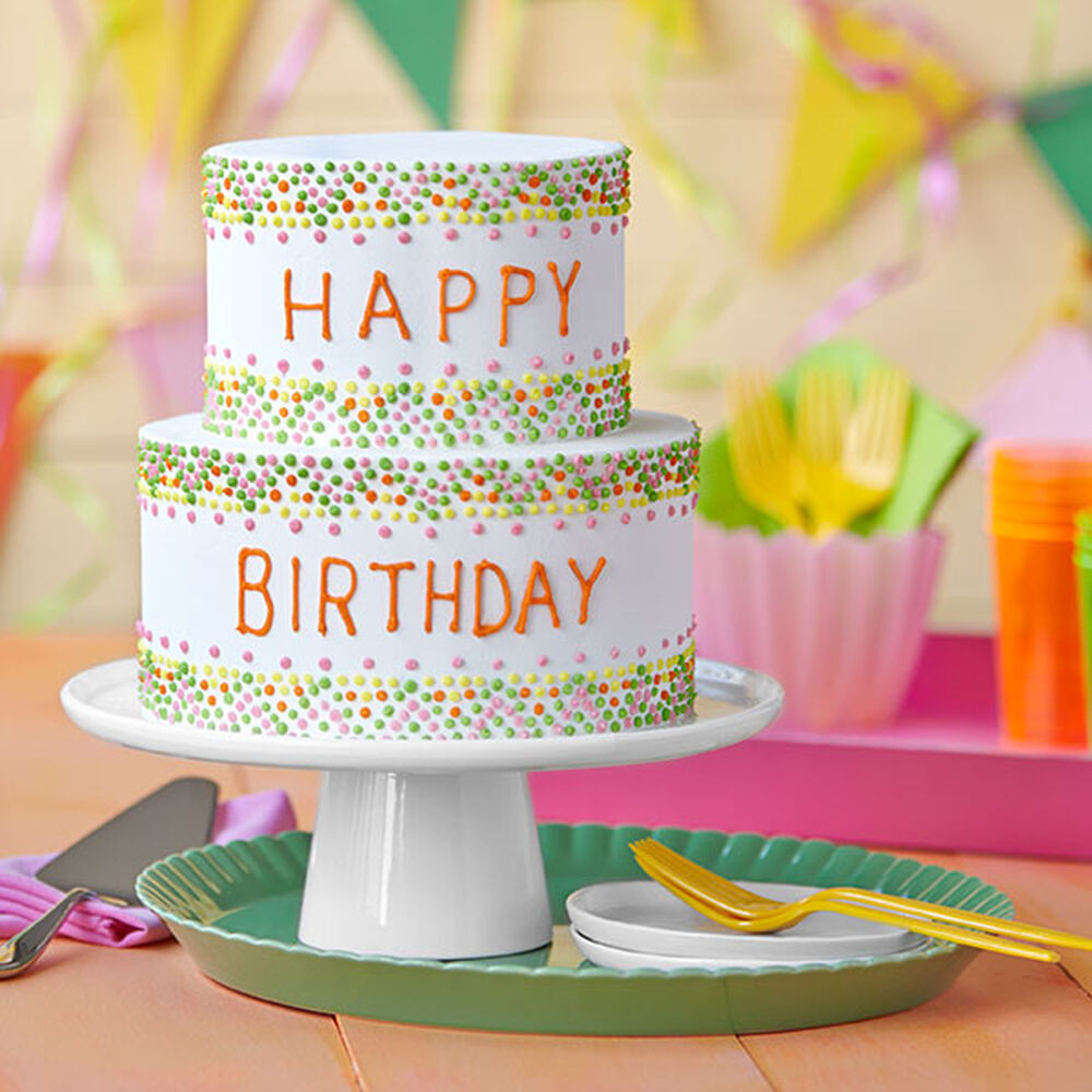 Polka Dot Birthday Cake
 Easy Birthday Cake with Colorful Polka Dots
