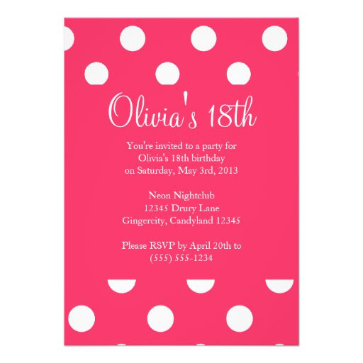 Polka Dot Birthday Invitations
 Pink Polka Dot Birthday Invitation