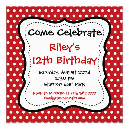 Polka Dot Birthday Invitations
 Red Black Polka Dots Birthday Party Invitations