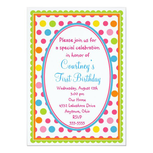 Polka Dot Birthday Invitations
 Pretty Little Polka Dots 1st Birthday Invitations