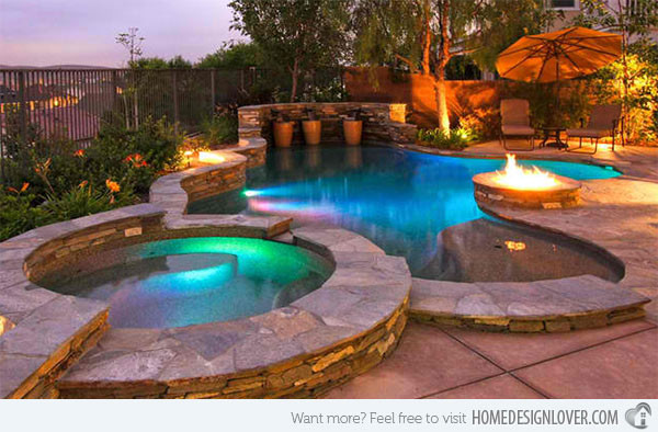 Pool Fire Pit
 Fire Water bo in 15 Traditional Pools with Fire Pits
