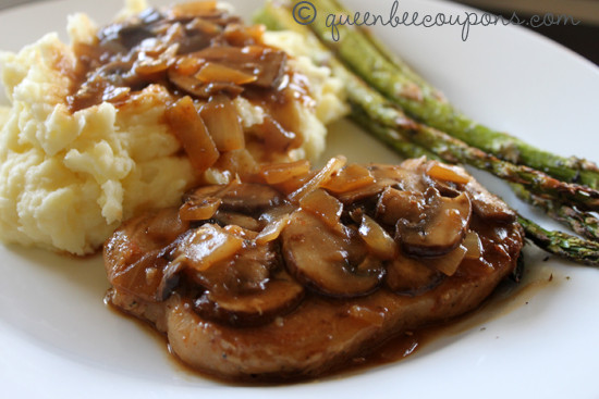 Pork Cutlets With Gravy
 Pork chops with mushroom gravy and mashed potatoes