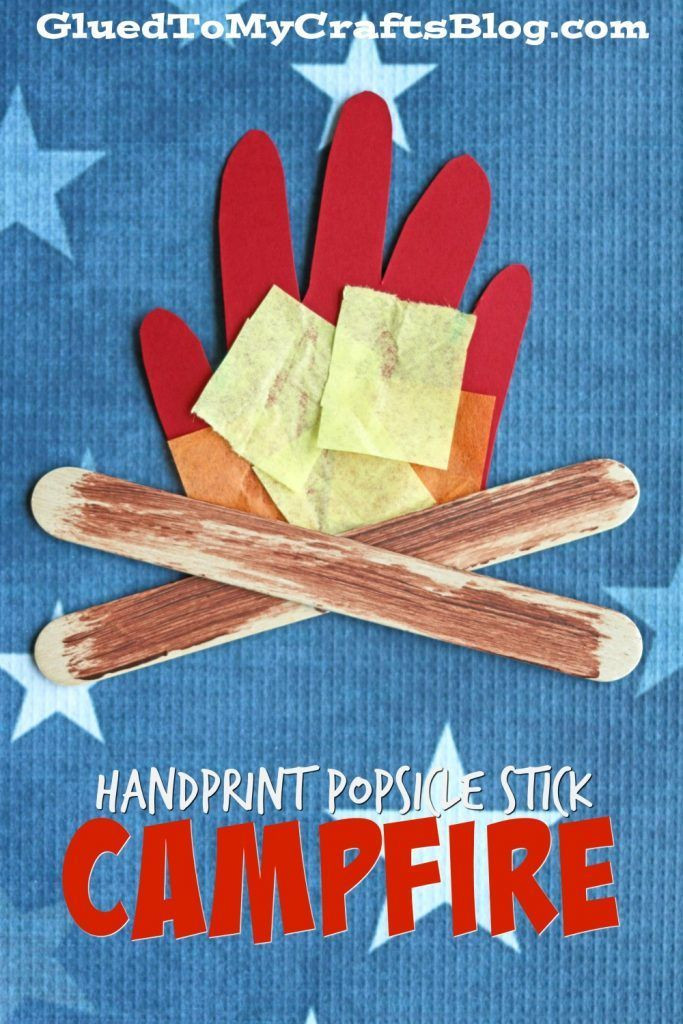 Preschool Camping Art Projects
 Handprint Popsicle Stick Campfire