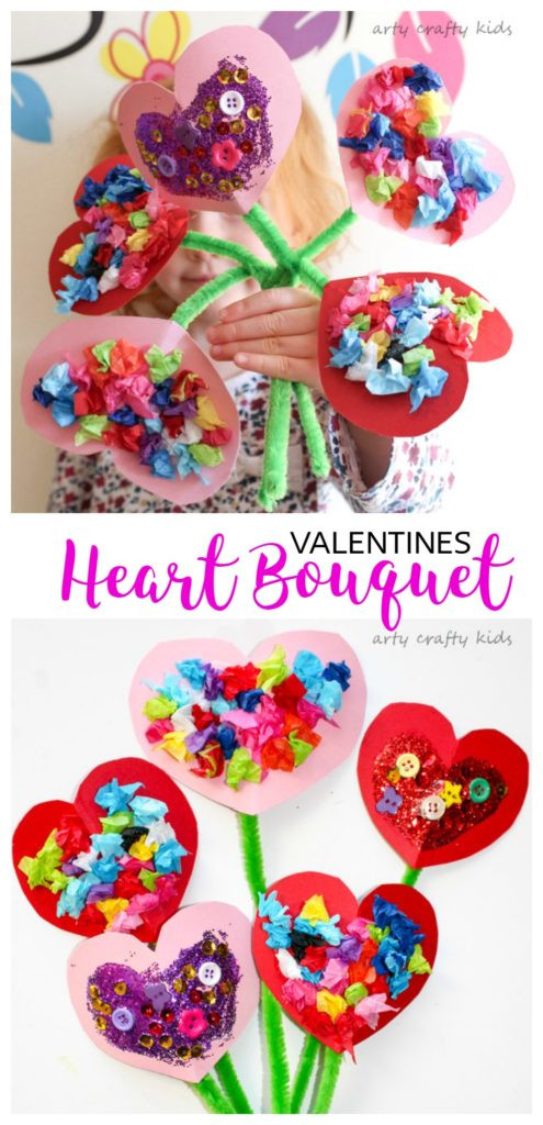 Preschool Valentine Craft Ideas
 Toddler Valentines Heart Bouquet Arty Crafty Kids