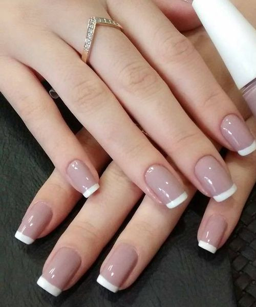 Pretty French Nails
 Most Loved White Tips on Light Pink Nail Designs for