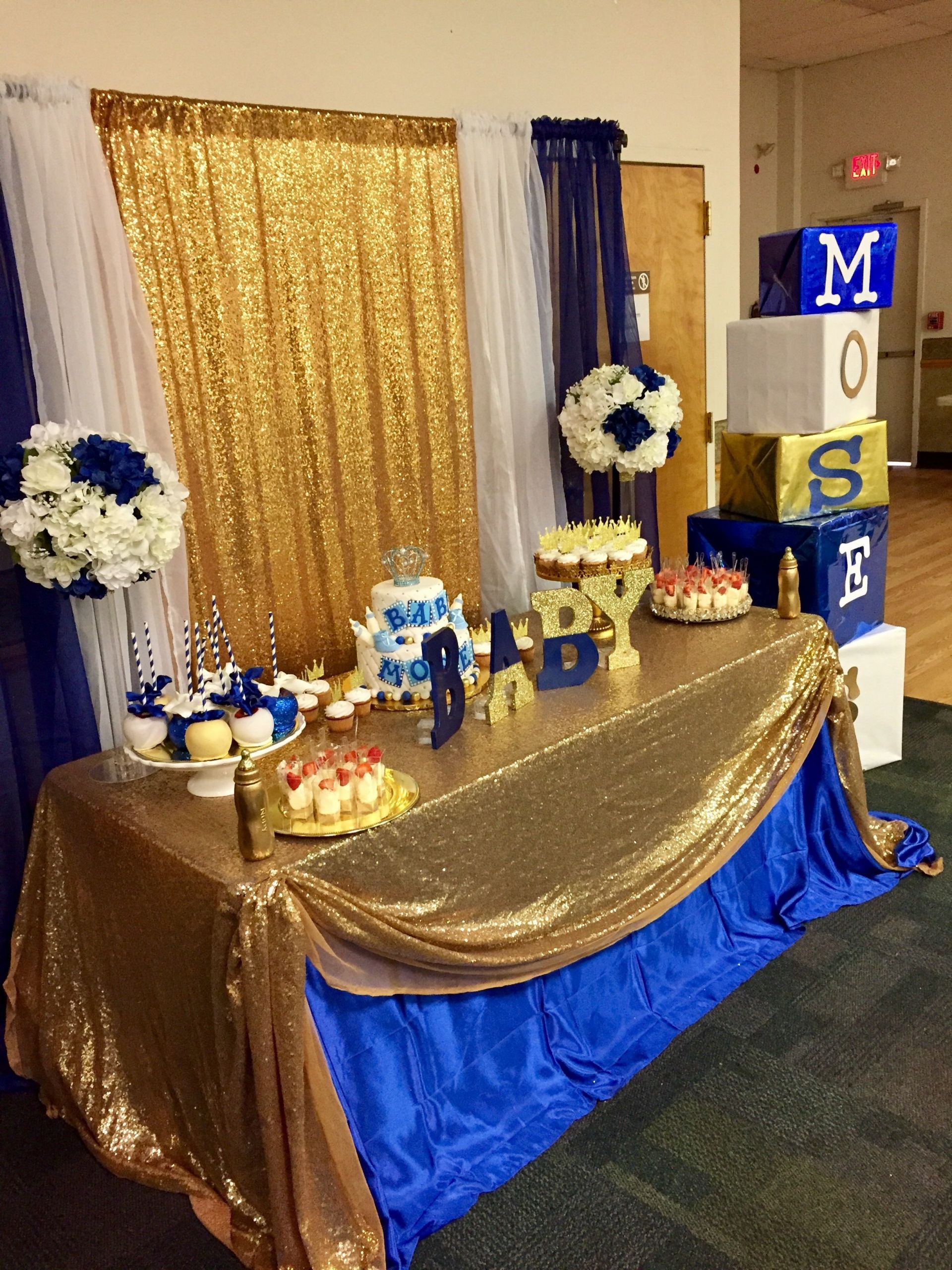 Prince Baby Shower Decoration Ideas
 Royal prince baby shower dessert table in 2019