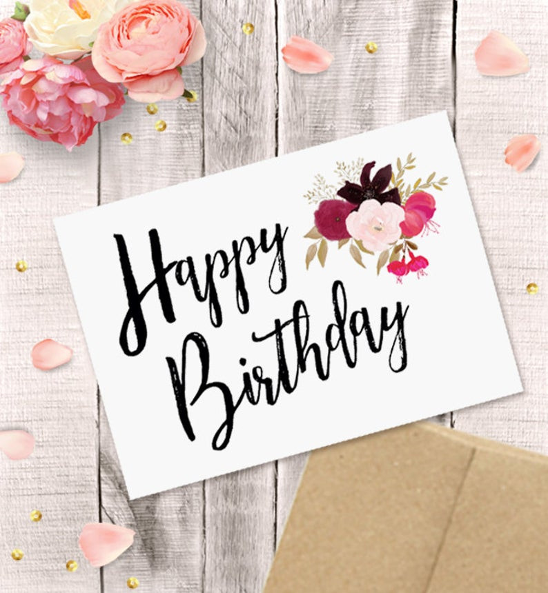 Print A Birthday Card
 Printable Birthday Card for Her Happy Birthday Watercolor