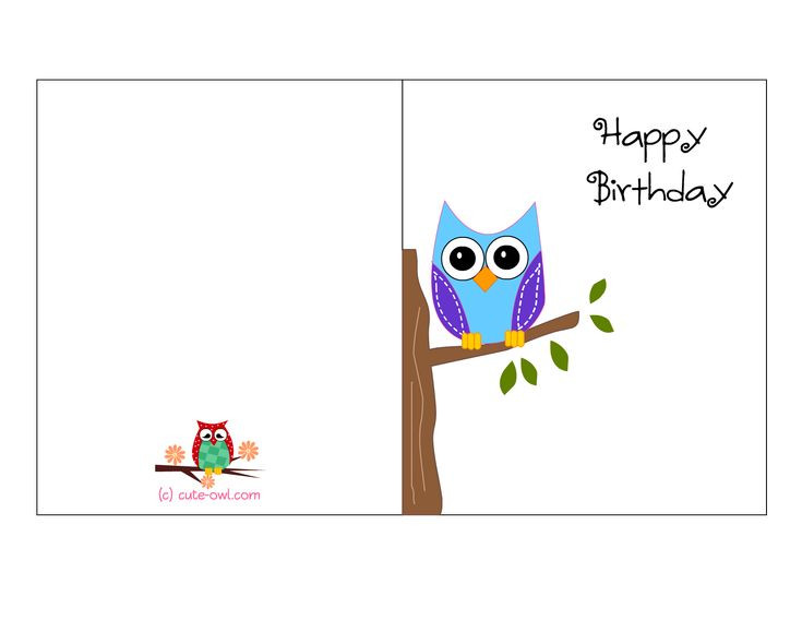 Print Birthday Card Free
 cute owl sitting on a branch happy birthday card