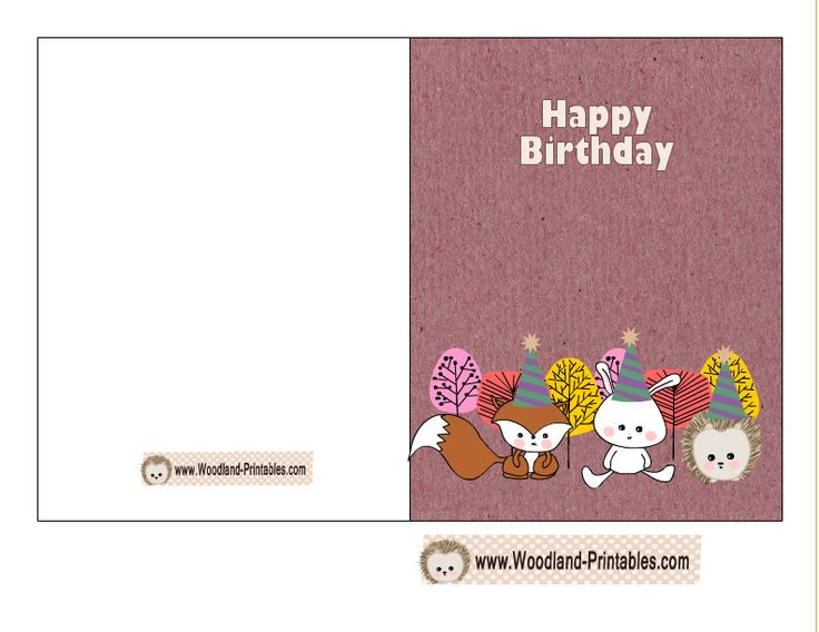 Print Birthday Card Free
 Cute Woodland Birthday Card Printable