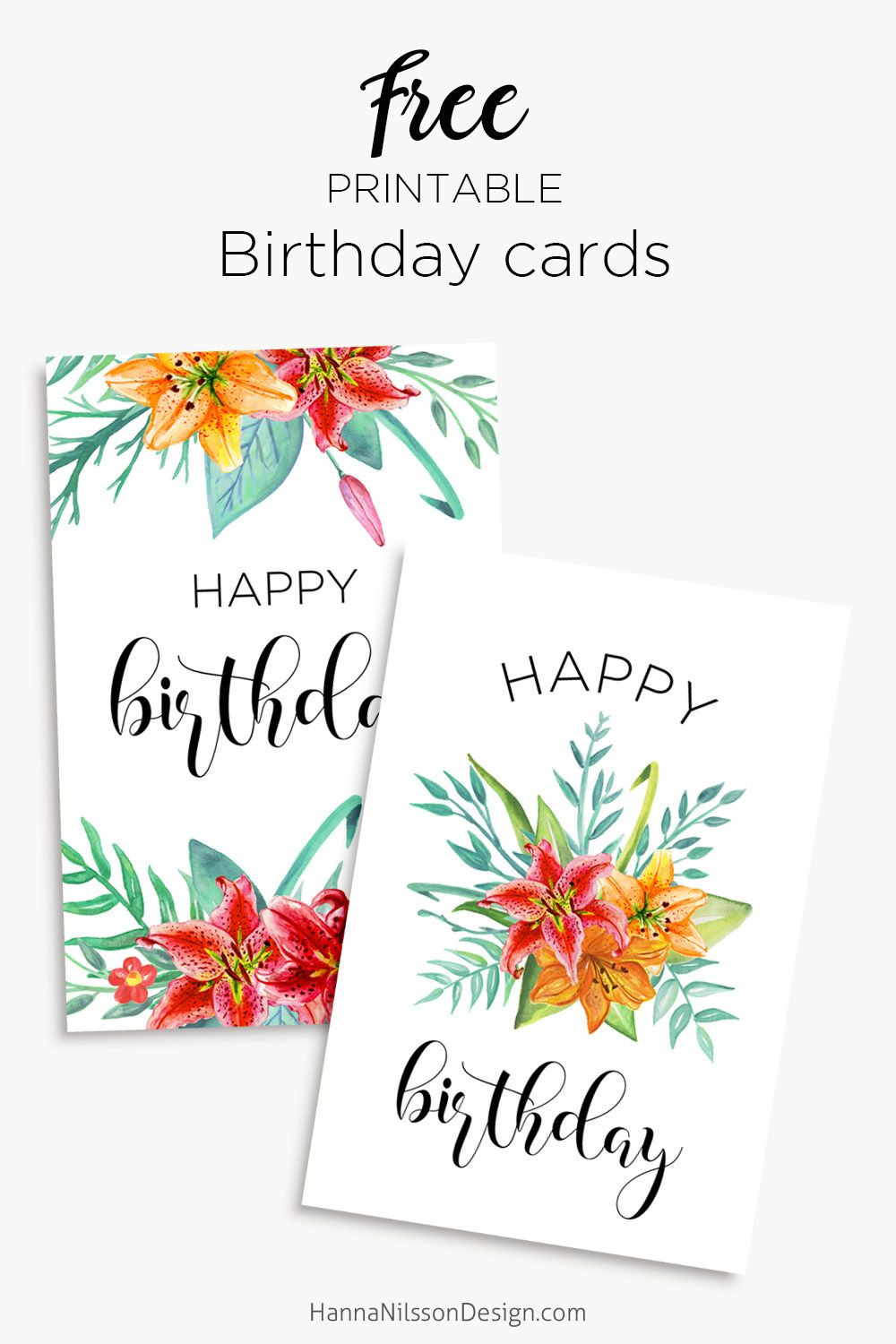 Print Birthday Card Free
 Printable Floral birthday – cards tags & t box