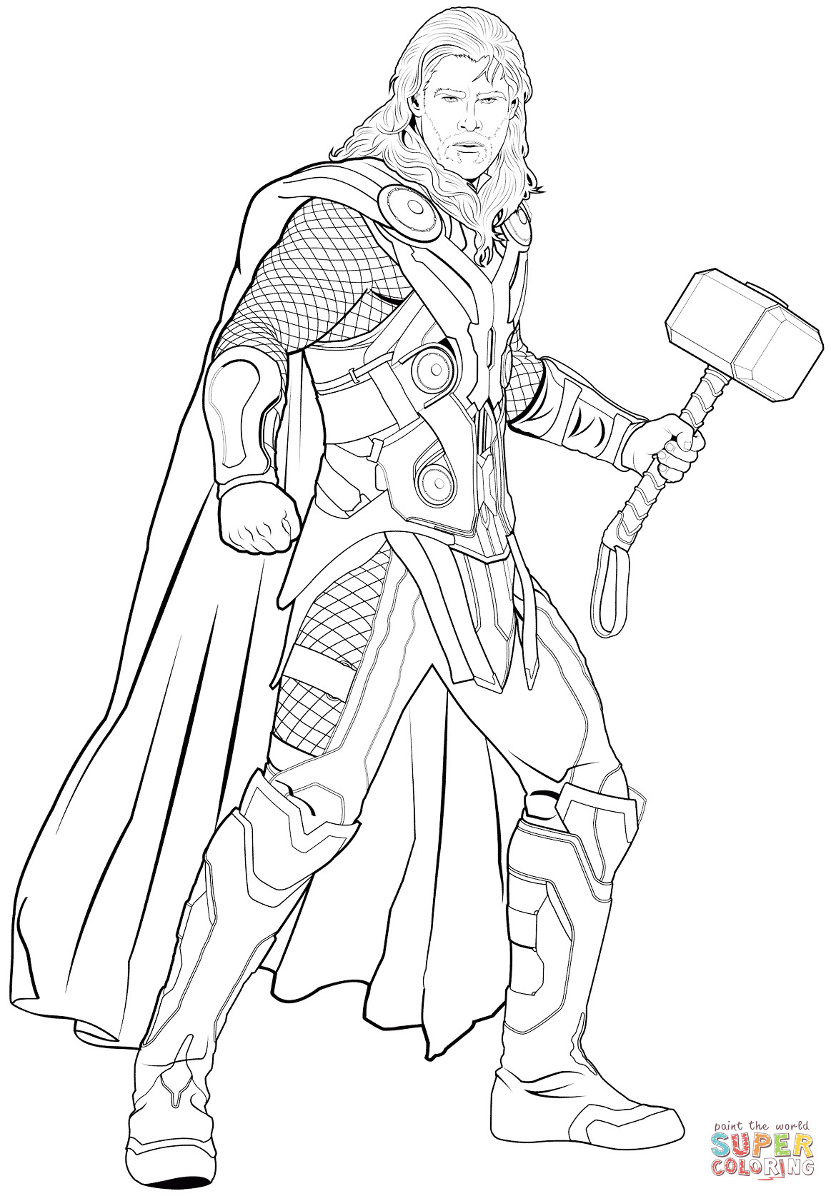 Printable Avengers Coloring Pages
 Avengers Thor coloring page