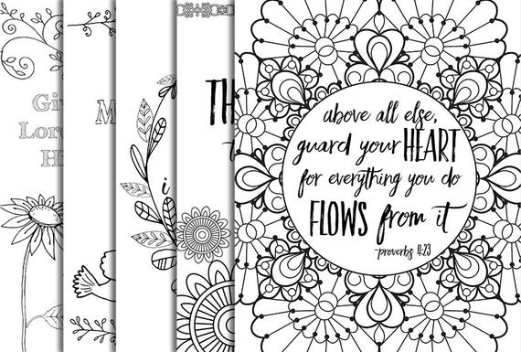 Printable Bible Coloring Pages With Verses
 5 Bible Verse Coloring Pages Set 1 Inspirational Quotes DIY