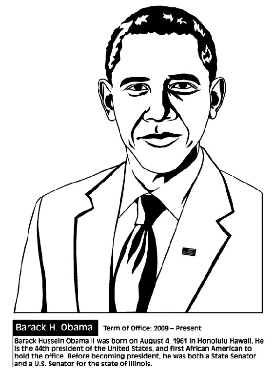 Printable Black History Coloring Pages
 U S President Barack Obama Coloring Page