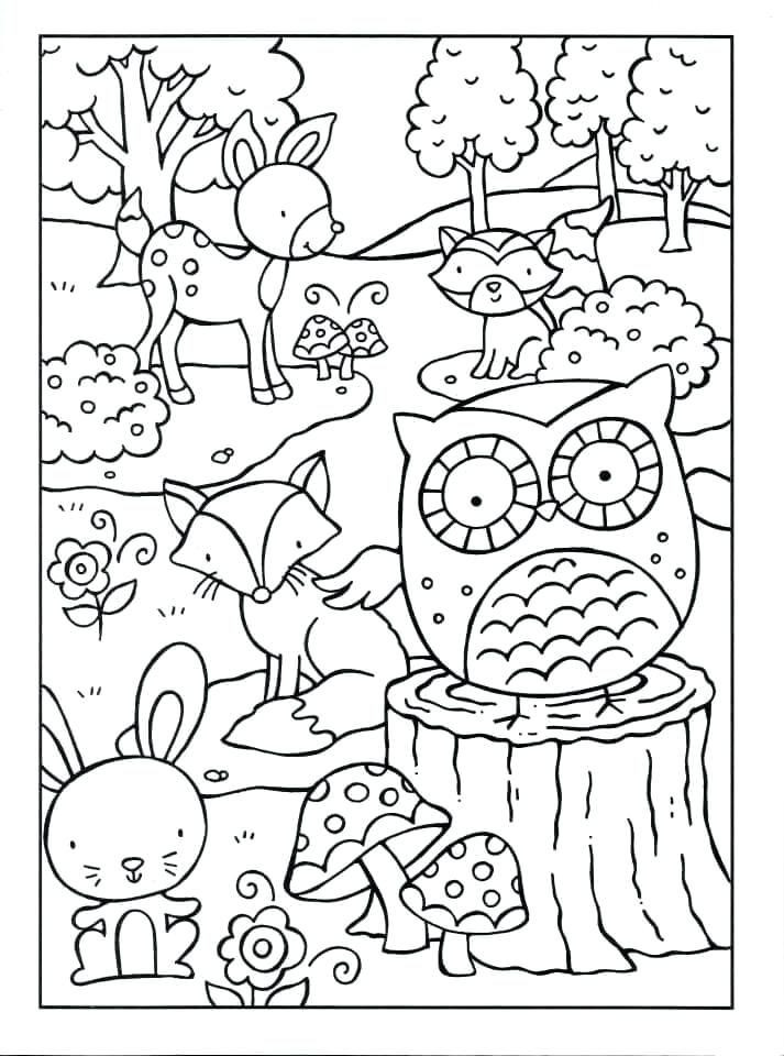 Printable Coloring Pages For Kids Animals
 woodland animals coloring pages coloring for adults
