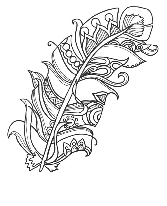 Printable Free Coloring Pages For Adults
 10 Fun and Funky Feather ColoringPages Original Art Coloring