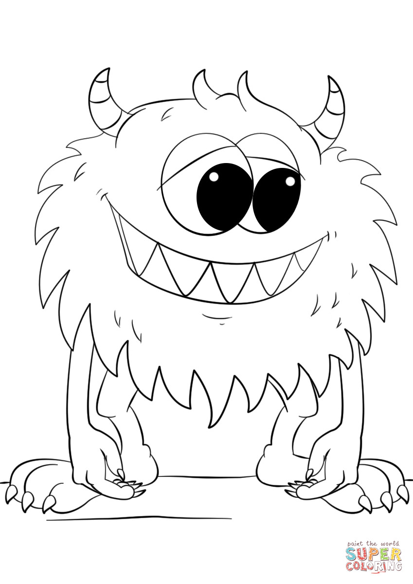 Printable Monster Coloring Pages
 Cute Cartoon Monster coloring page