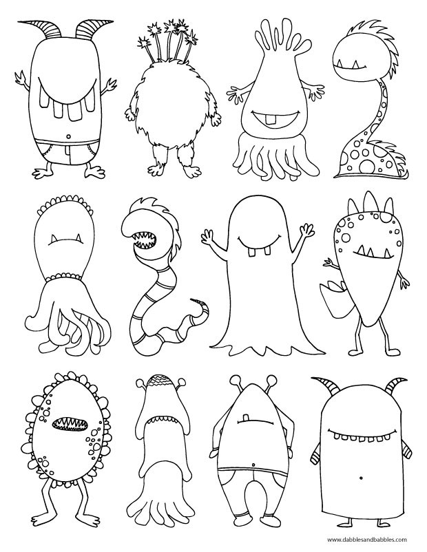 Printable Monster Coloring Pages
 Monsters Coloring Page Dabbles & Babbles