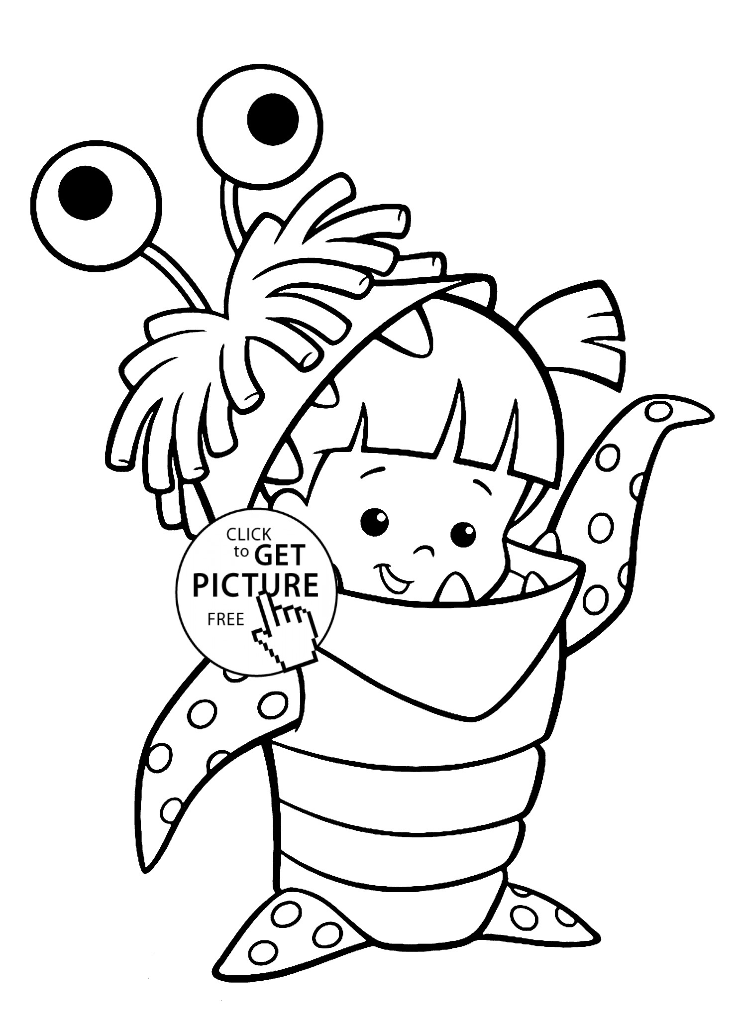 Printable Monster Coloring Pages
 Boo costume Monster Inc coloring pages for kids printable