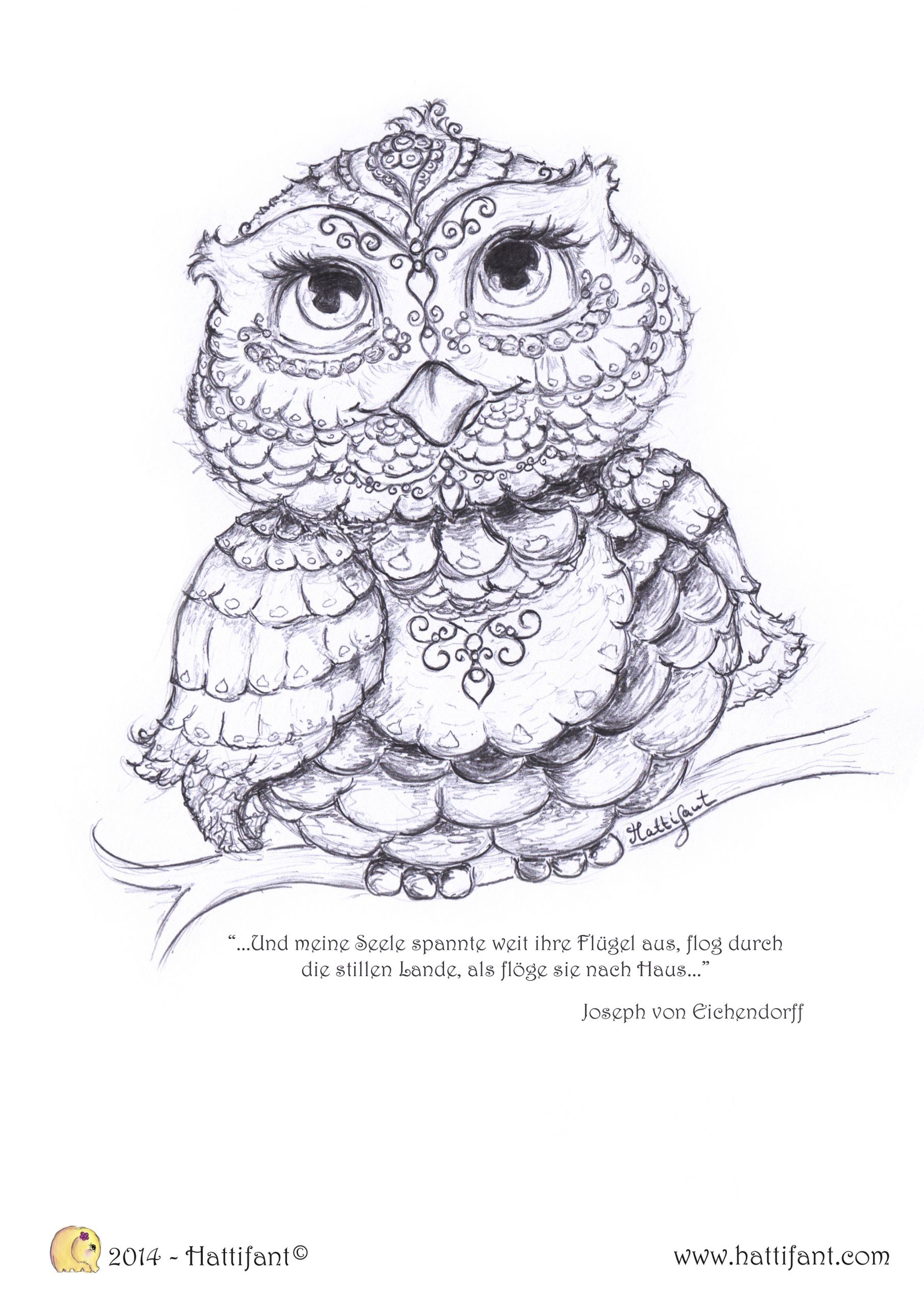 Printable Owl Coloring Pages For Adults
 Being up with the owls Hattifant