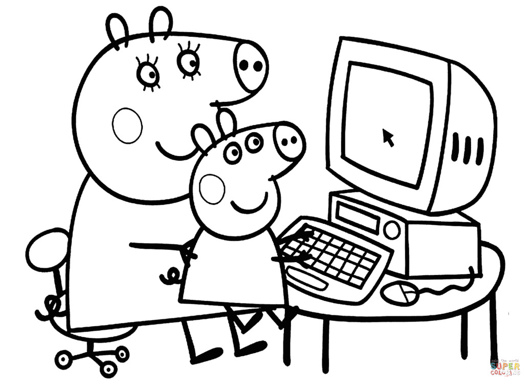 Printable Peppa Pig Coloring Pages
 Peppa with Mummy coloring page