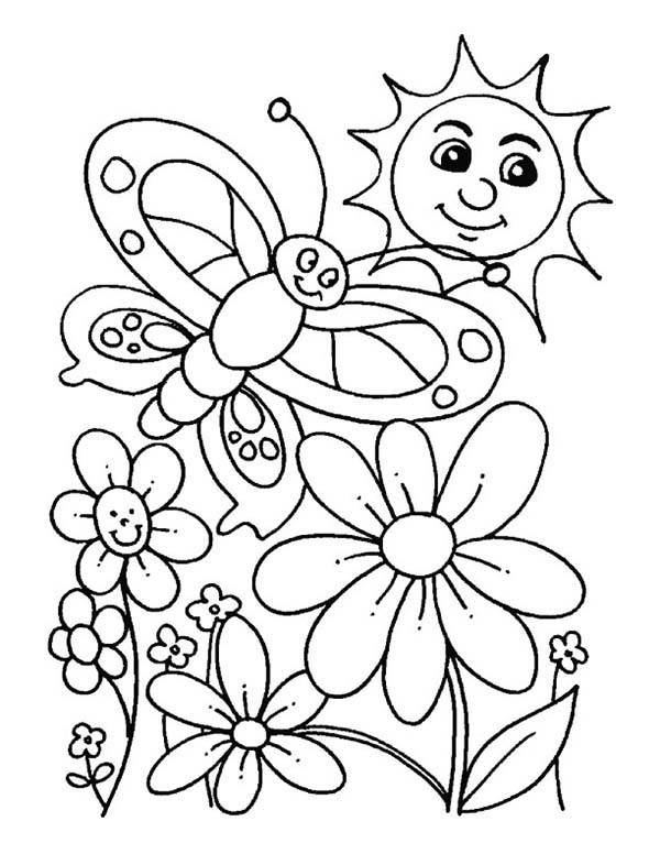 Printable Spring Coloring Pages
 Everybody Is Happy When Spring Is Here Coloring Page