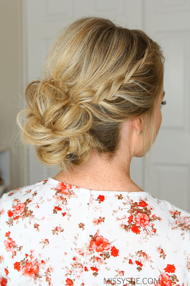 Prom Bun Hairstyles
 Double Lace Braids Updo