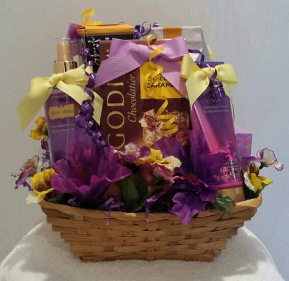 Purple Gift Basket Ideas
 Purple and Gold Gift Basket by Gifted Occakesions n