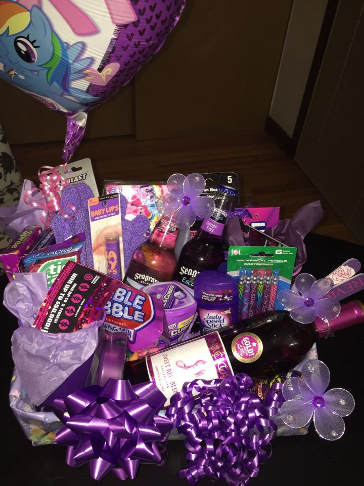 Purple Gift Basket Ideas
 Purple themed 21st birthday t basket for a female