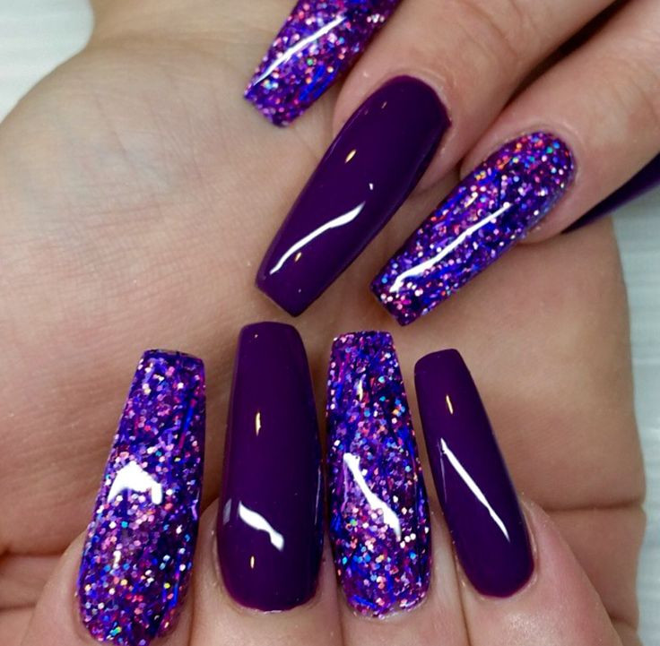 Purple Glitter Acrylic Nails
 25 beautiful Purple nails ideas on Pinterest