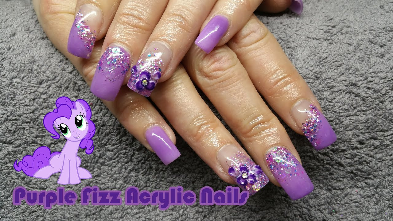 Purple Glitter Acrylic Nails
 HOW TO purple fizz acrylic nails glitter acrylic prom