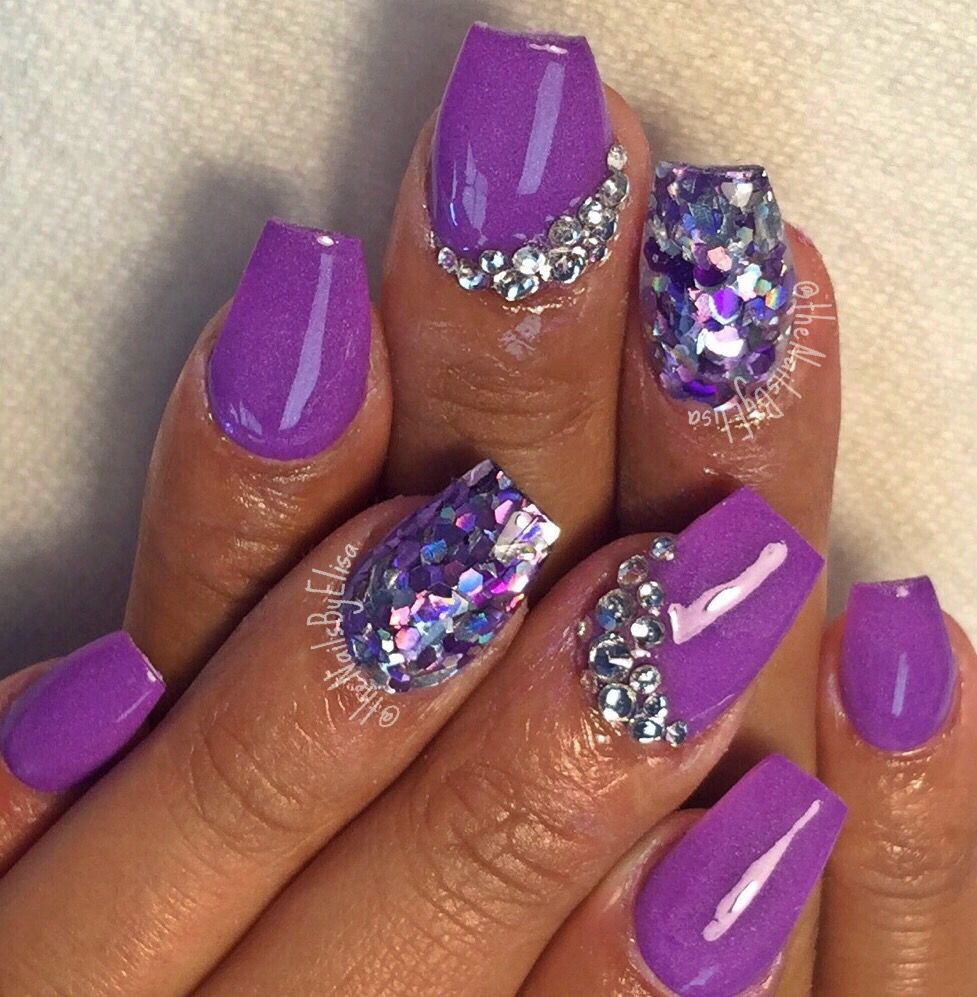 Purple Glitter Acrylic Nails
 Purple glitter acrylic nails Nails & Feet