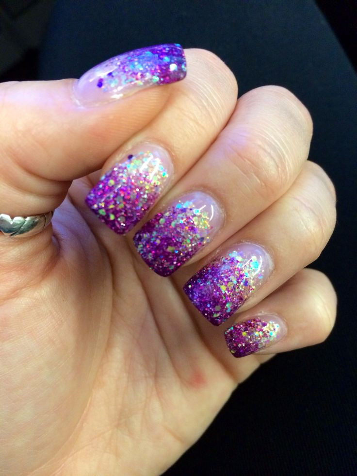 Purple Glitter Acrylic Nails
 The 25 best Purple glitter nails ideas on Pinterest