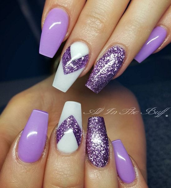 Purple Glitter Acrylic Nails
 Pin by Marianne Campbell on Nail art in 2019