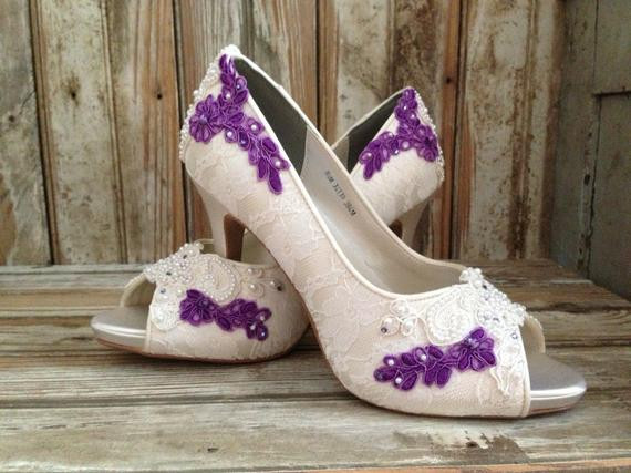 Purple Shoes For Wedding
 Colored Bridal Shoes Purple Ivory White All by LaBoutiqueBride