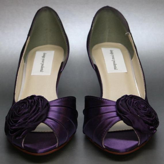 Purple Shoes For Wedding
 Eggplant Wedding Shoes Eggplant Kitten by DesignYourPedestal