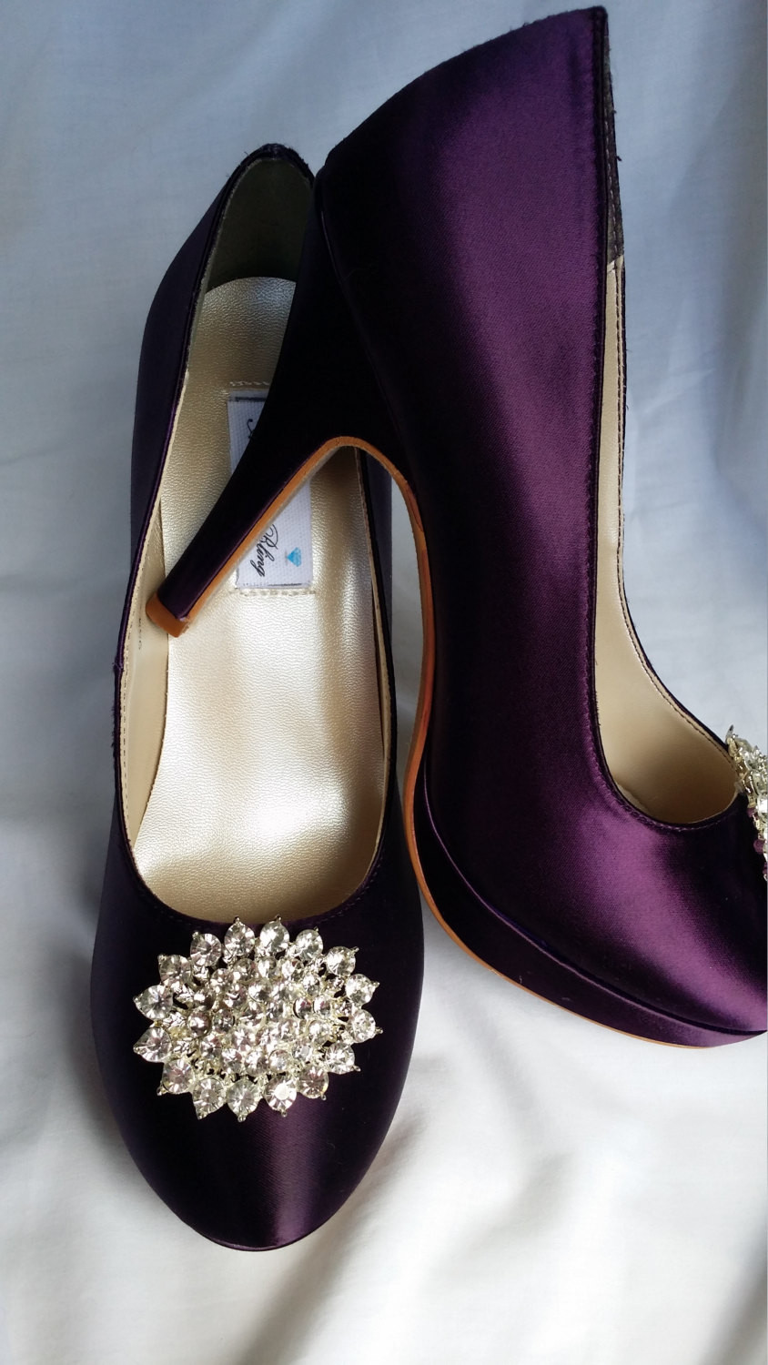 Purple Shoes For Wedding
 Purple Wedding Shoes Closed Toe Bridal Shoes with Sparkling