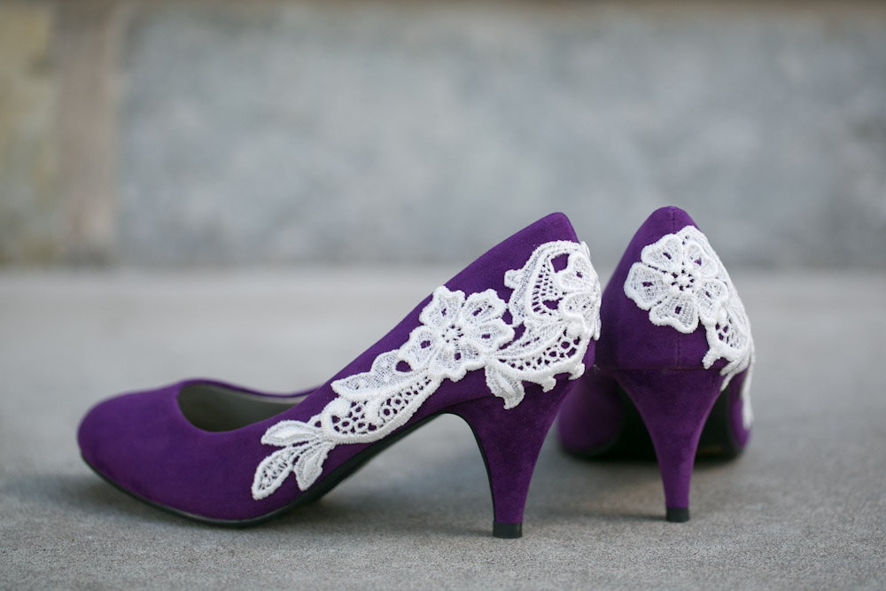 Purple Shoes For Wedding
 Wedding Shoes Purple Bridal Wedding Heels with Ivory Lace