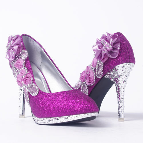 Purple Shoes For Wedding
 Wedding Shoes Bride Bridal Bridesmaid Prom Shoes