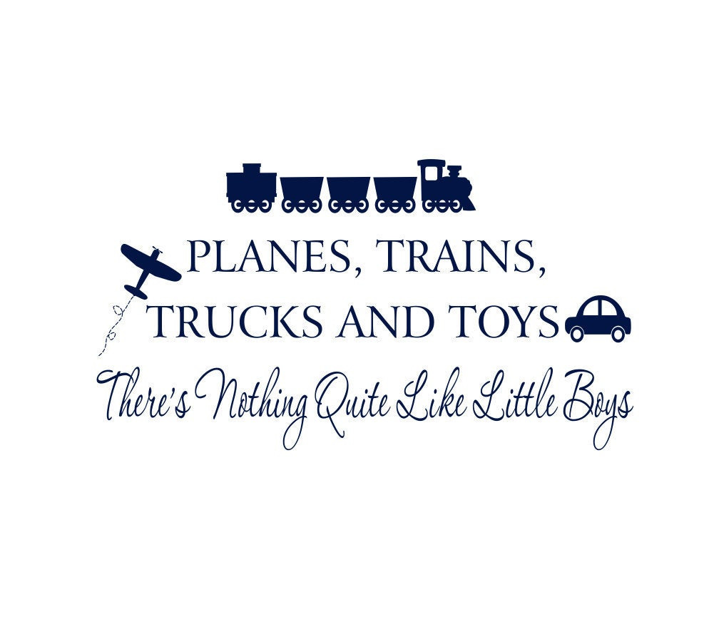 Quotes Baby Boys
 Boy Wall Decals Planes Trains Trucks and Toys by wallartsy