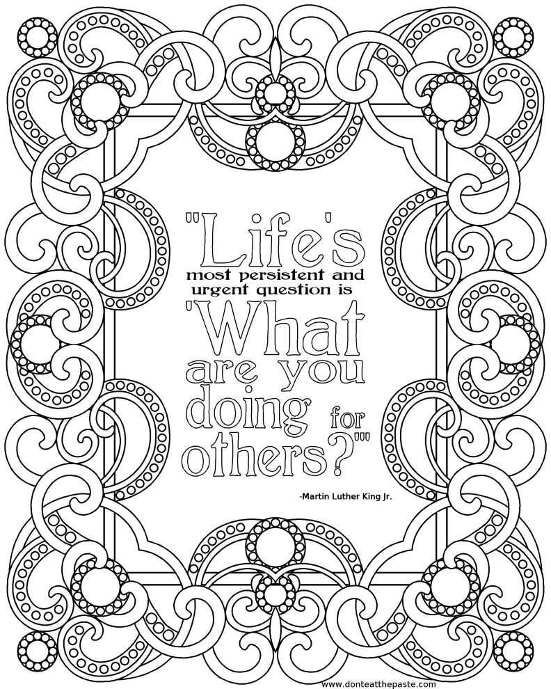 Quotes Coloring Pages For Adults
 Don t Eat the Paste Martin Luther King Jr printable quote