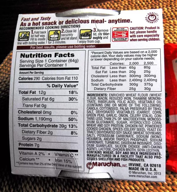 Ramen Noodles Nutrition Label
 Should I exercise if all I eat is ramen cup noodles Quora