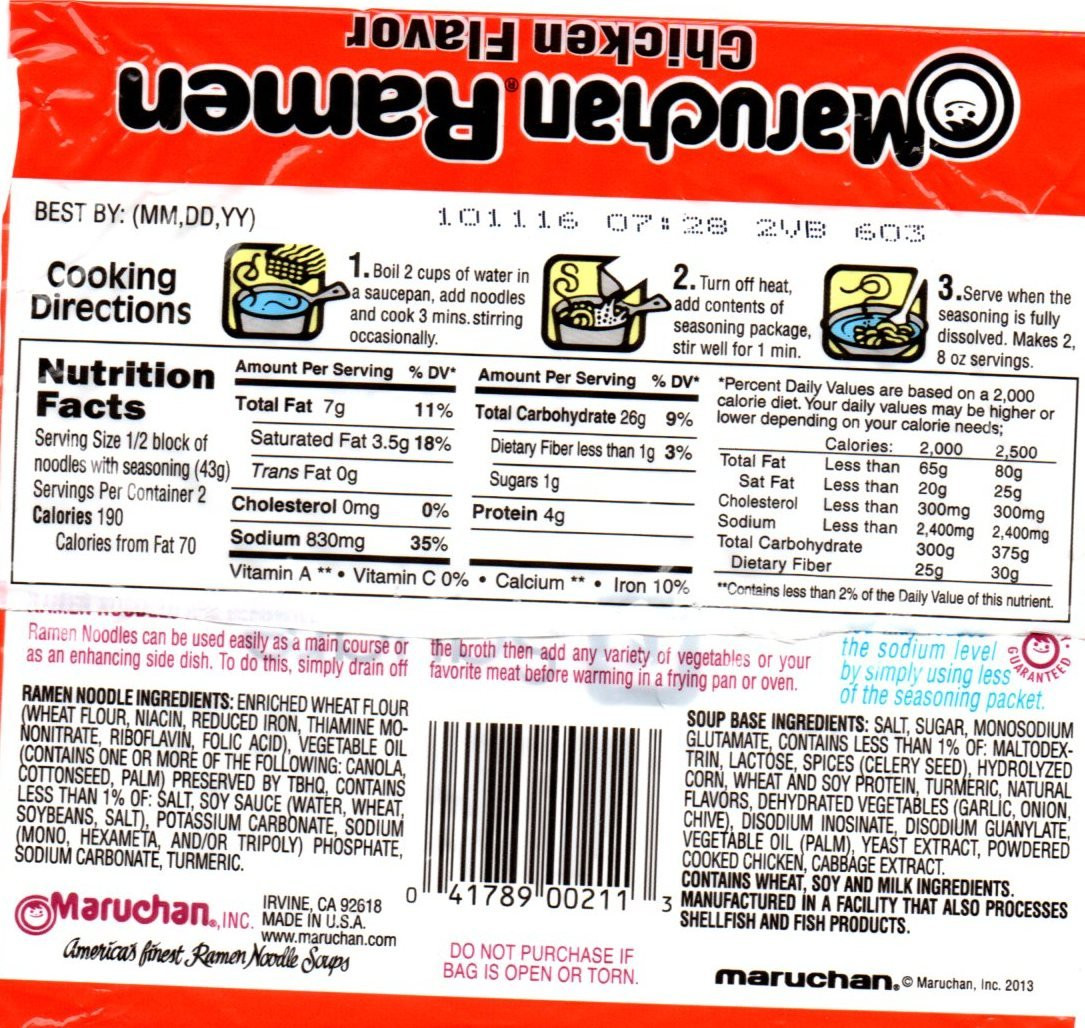 Ramen Noodles Nutrition Label
 ramen noodles nutrition label